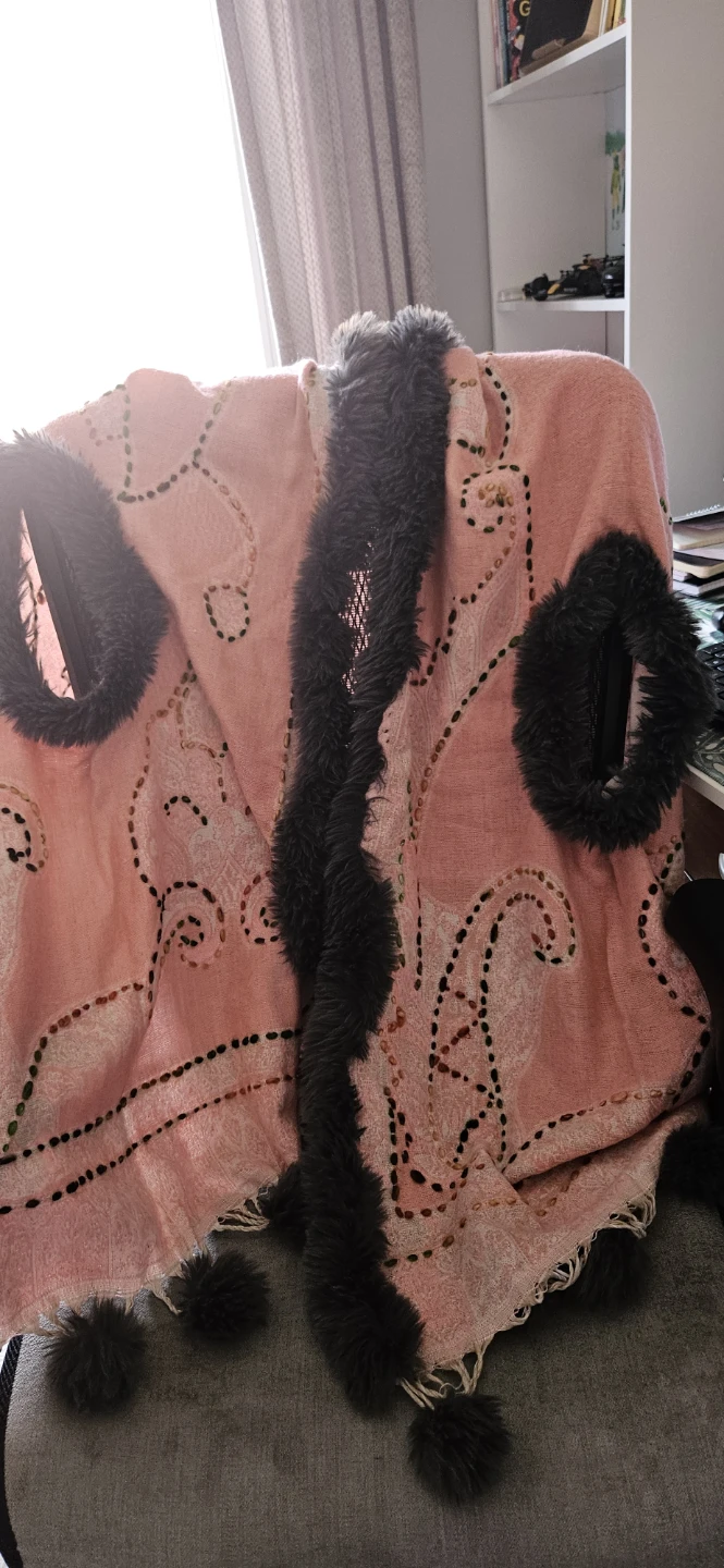 Pink Floral Embroidered Poncho - photo 2
