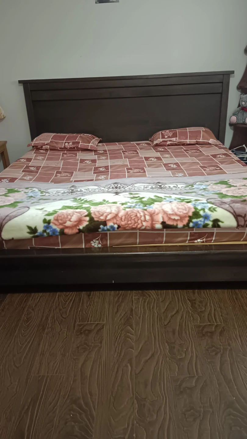 Dark Brown Wooden Queen Bed Frame - photo 2
