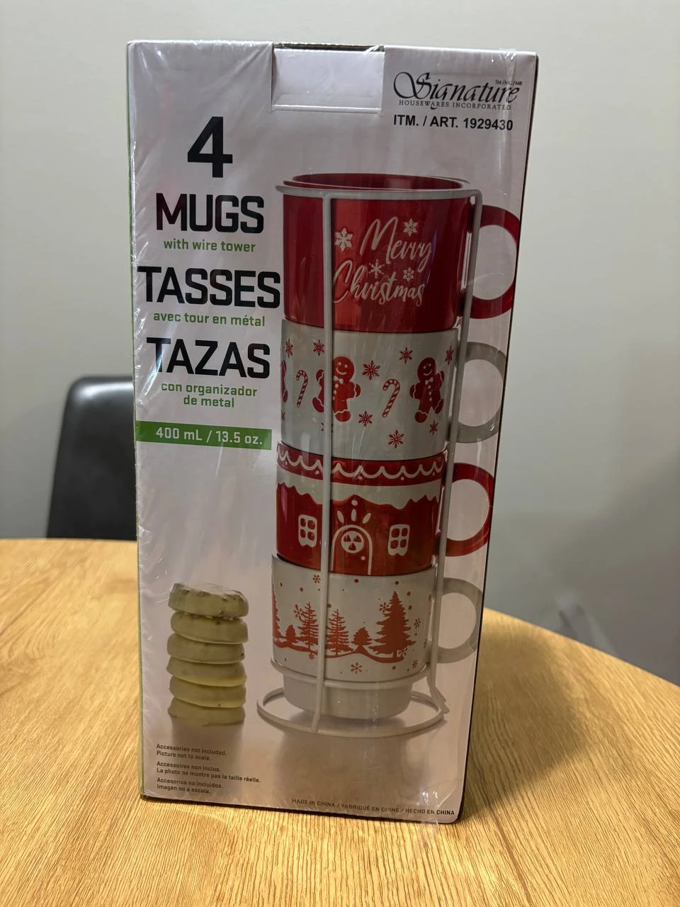 Signature Housewares Christmas Mug Set with Wire Tower