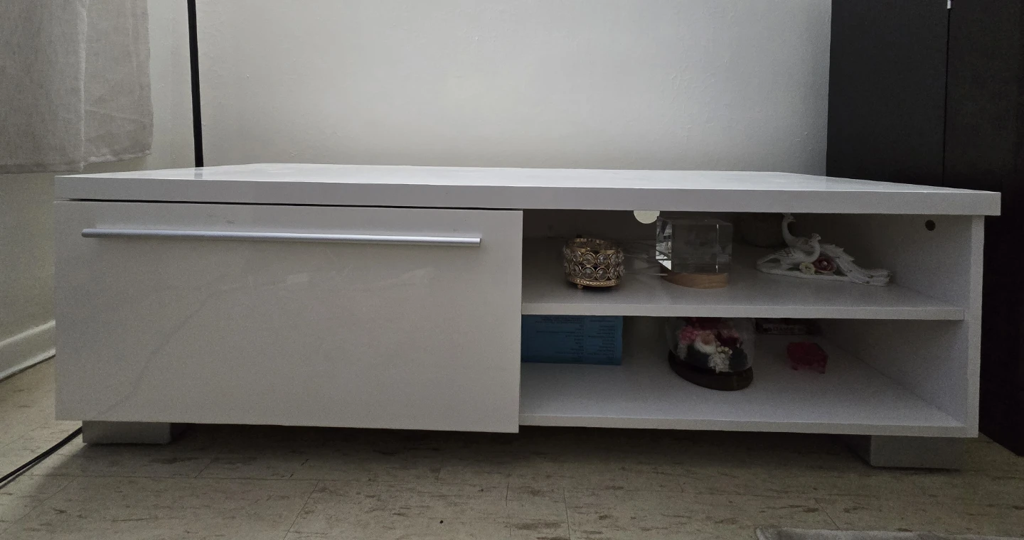 White Media Console with Storage