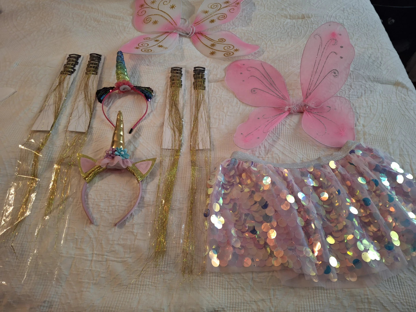 Kids Costume Set with Sequin Skirt and Fairy Wings