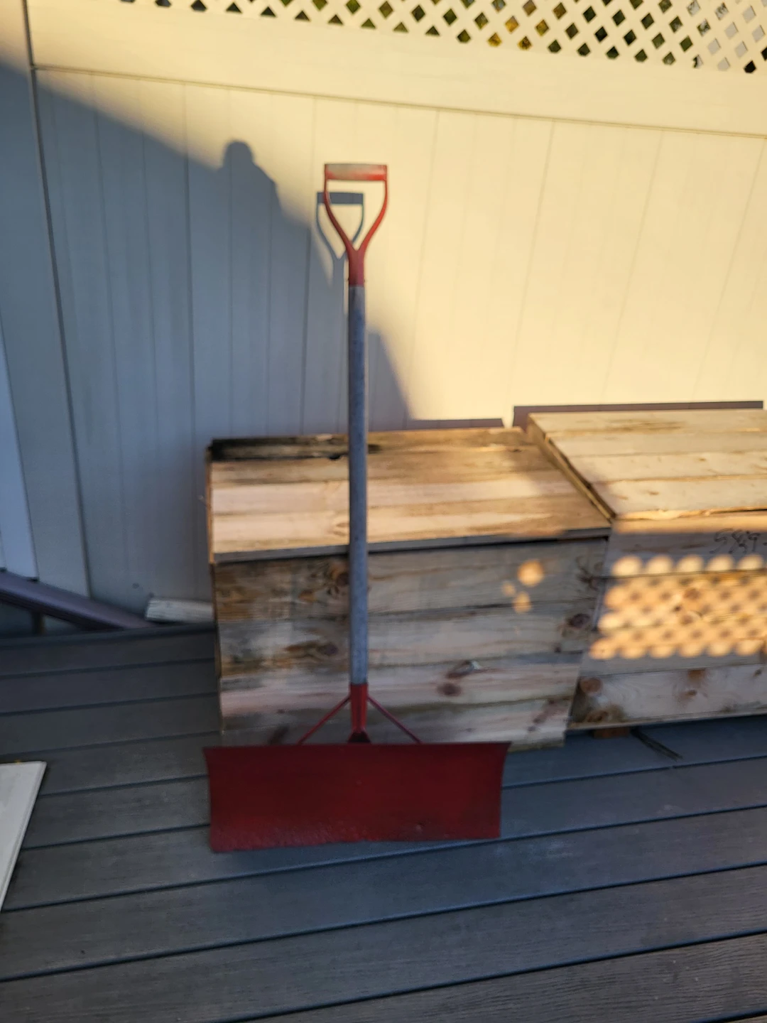 Red Heavy Metal snow pusher shovel