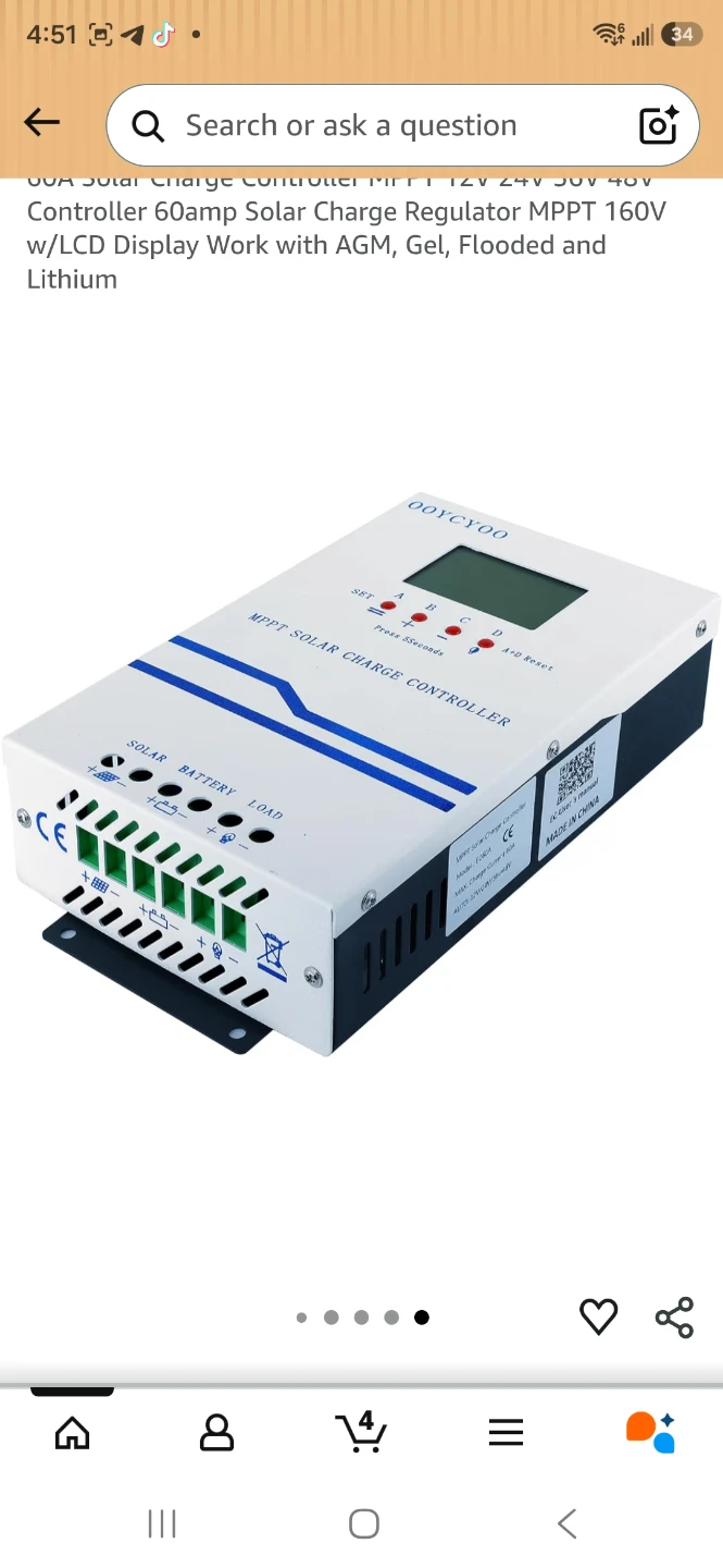 OOYCYOO 60A MPPT Solar Charge Controller