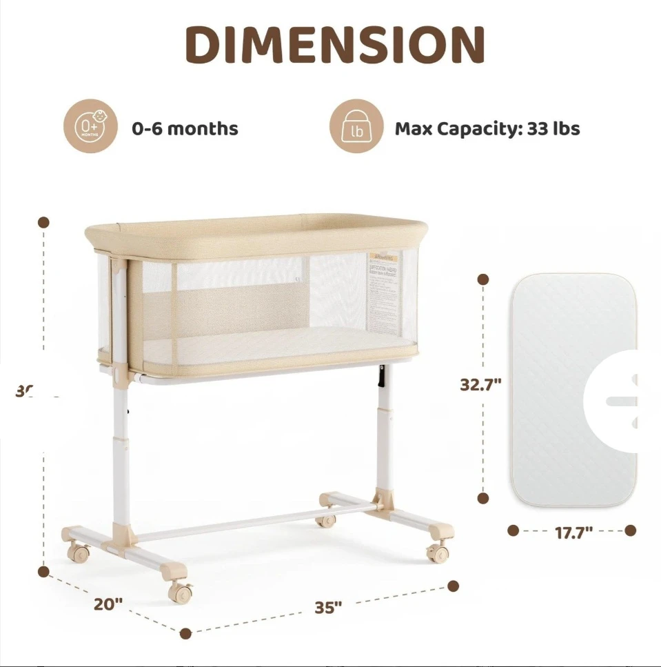 Baby Bedside Bassinet Crib 0-6 Months - photo 2