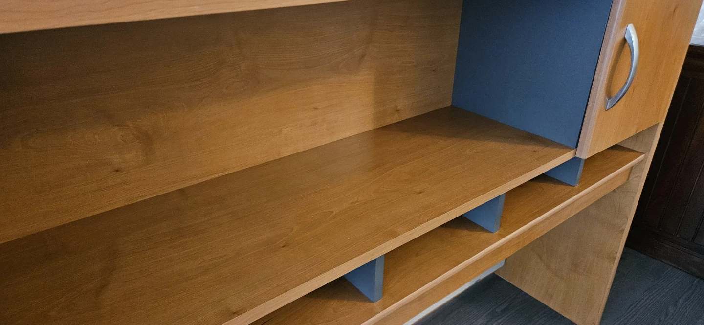 Wooden desk hutch with built-in light - photo 3