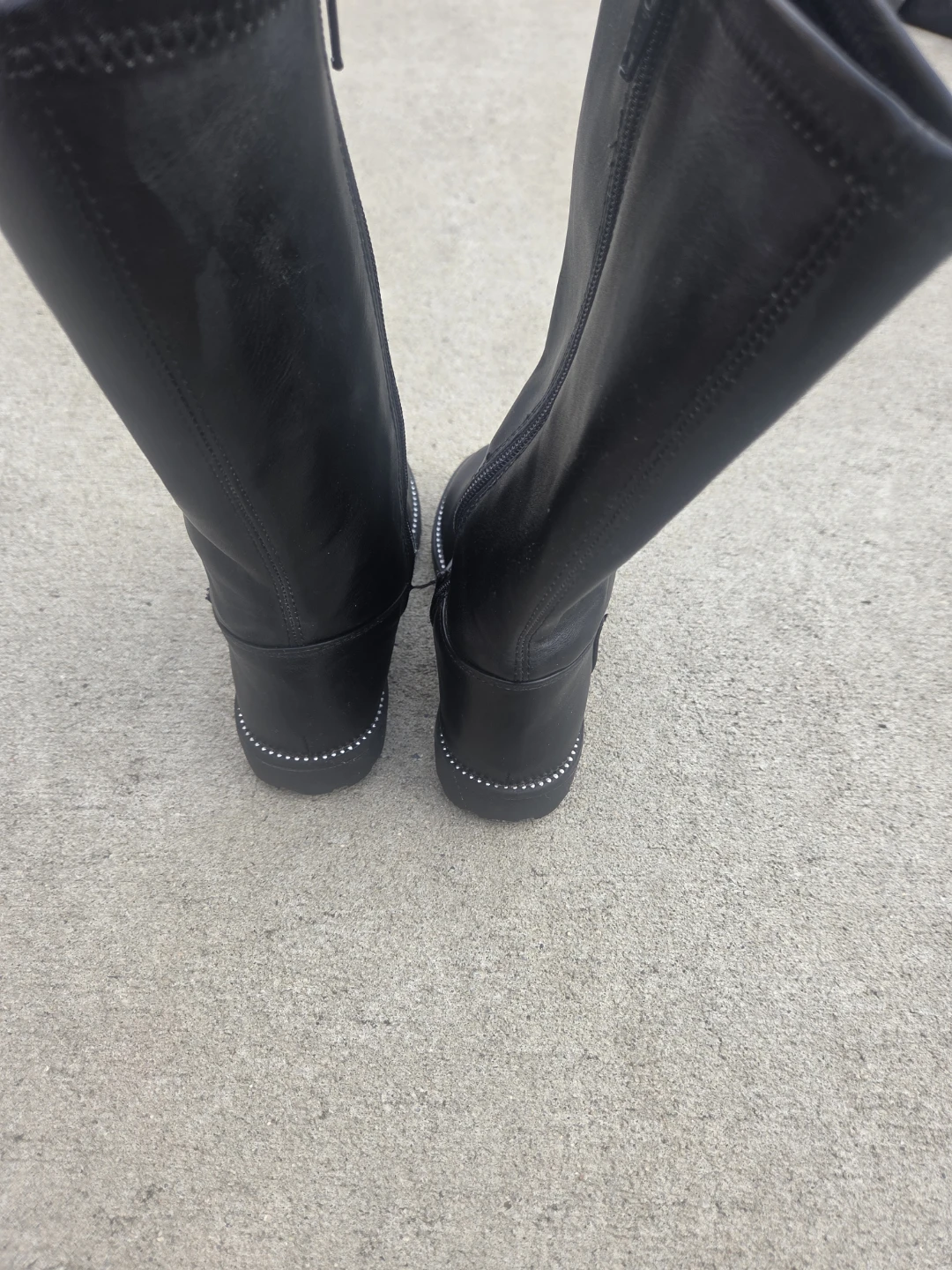 Black Studded Knee-High Boots - photo 4