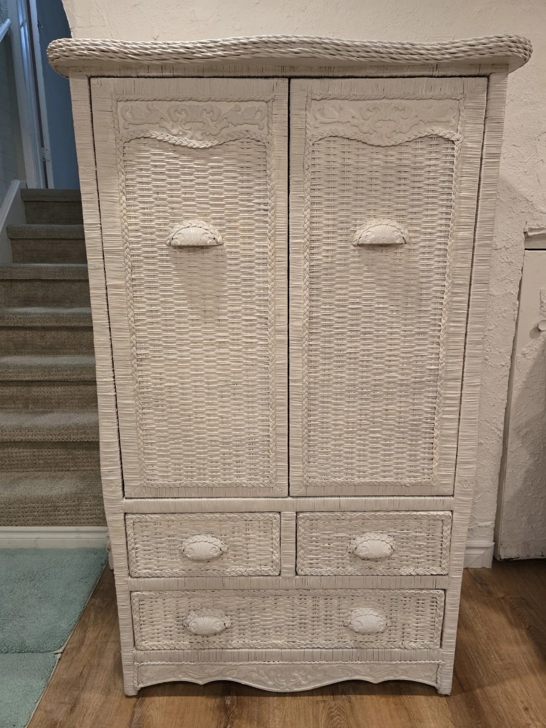 White Wicker Armoire