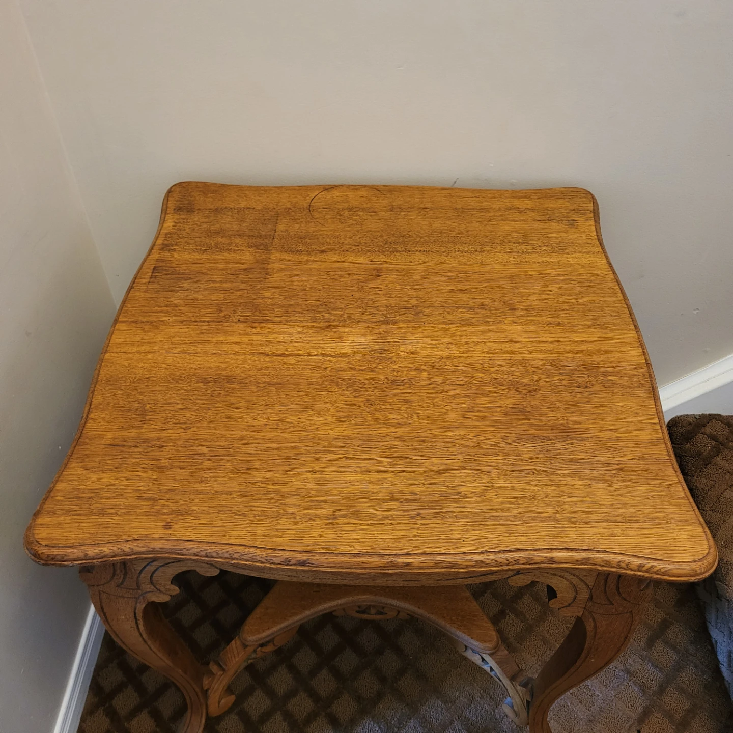 Vintage Carved Oak Side Table - photo 2