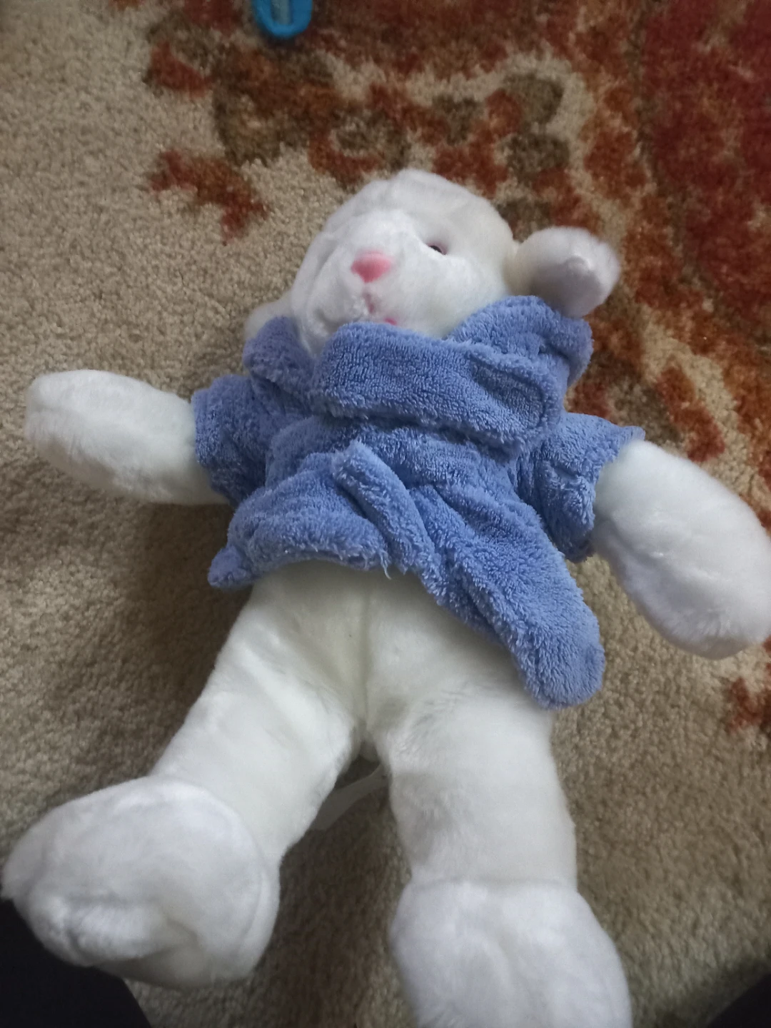 Lamb Plush Toy with Blue Bathrobe