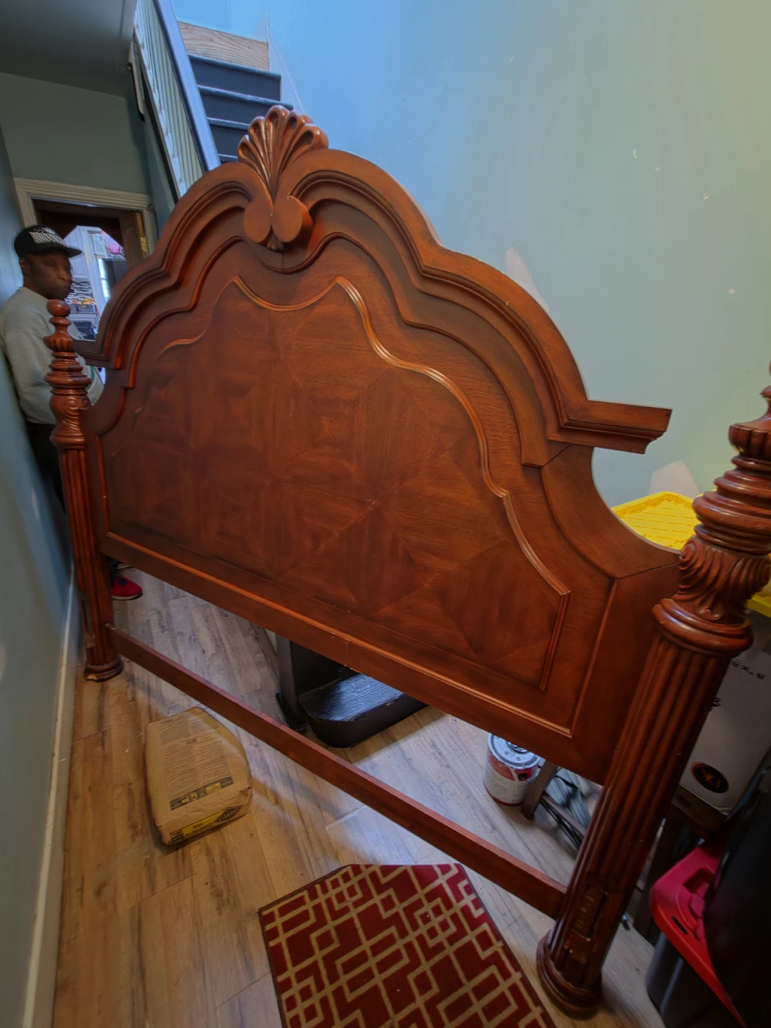Traditional Dark Wood Queen Bed Headboard