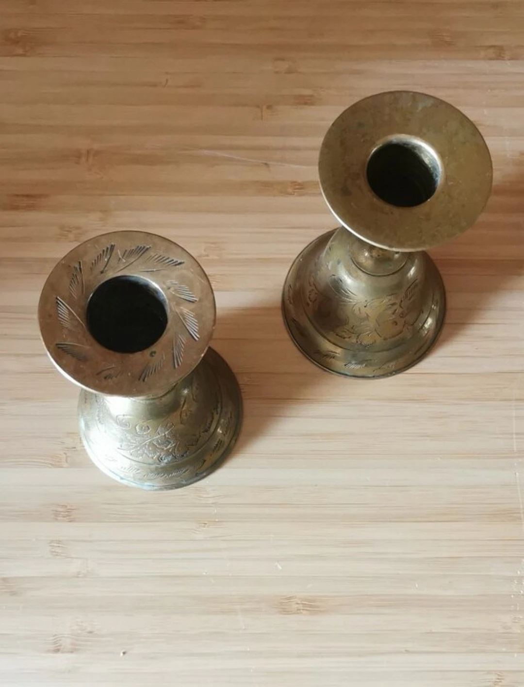 Vintage Brass Bell Candleholders Pair Dual Purpose Candlesticks - photo 3