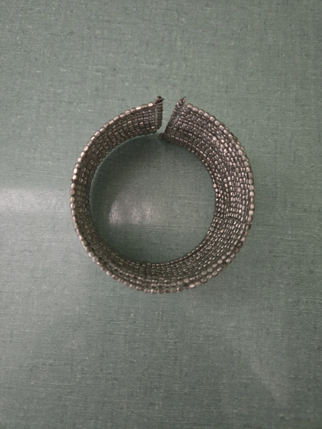 Silver-Tone * BANGLE OPEN CUFF BRACELET * Plaited Seed Beads - photo 3