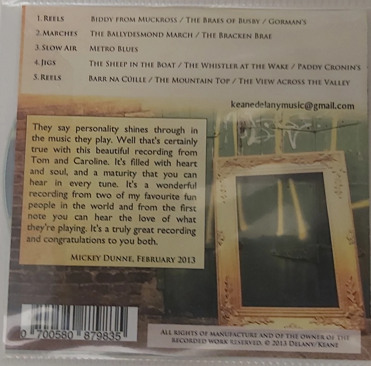 Tom Delany & Caroline Keane - Framework CD - photo 2