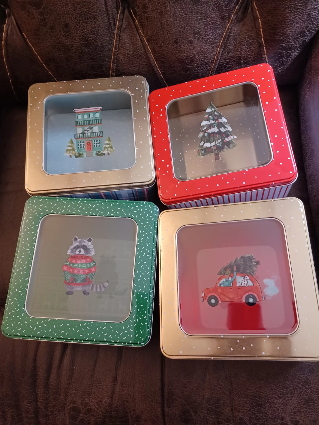 Set of 4 Holiday Decorative Storage Tins