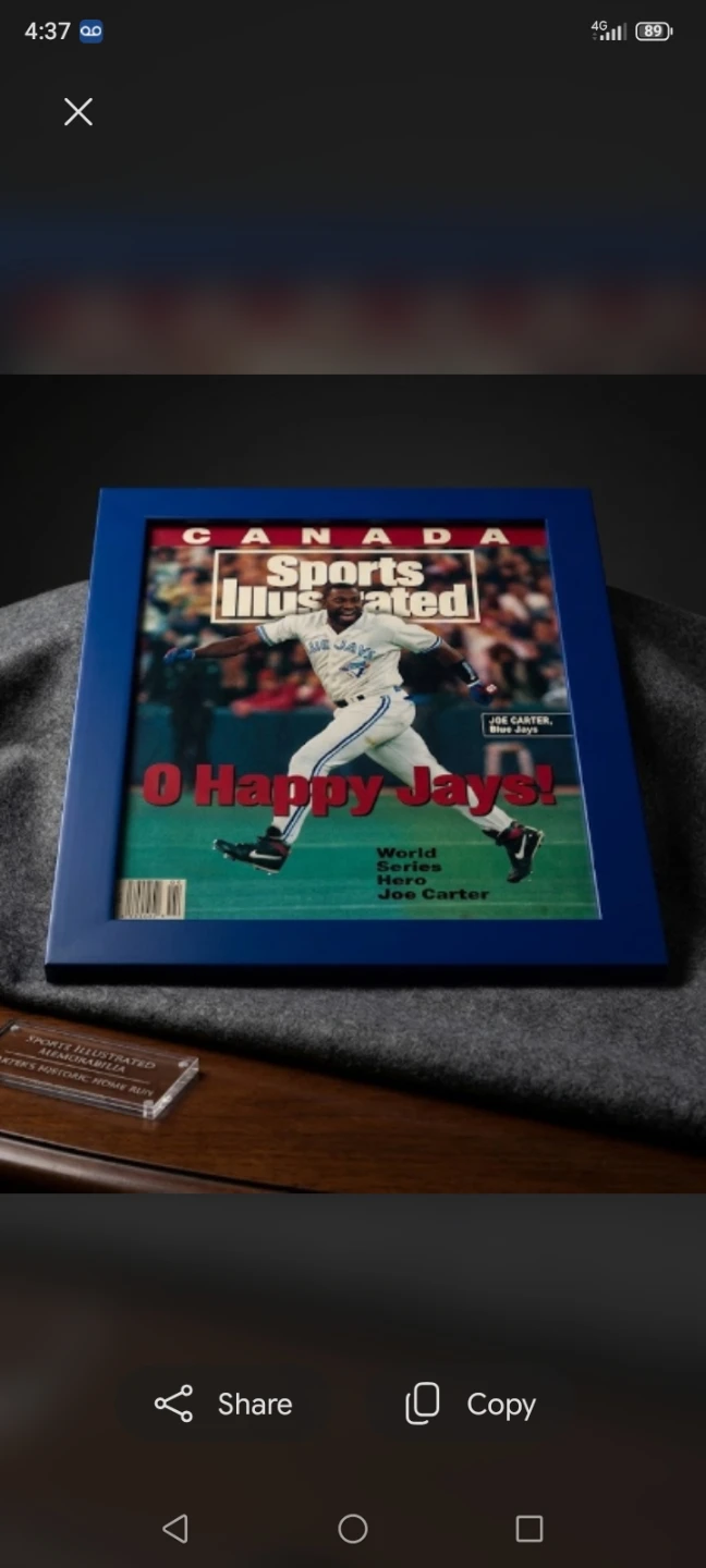 Sports Illustrated Joe Carter Framed Memorabilia