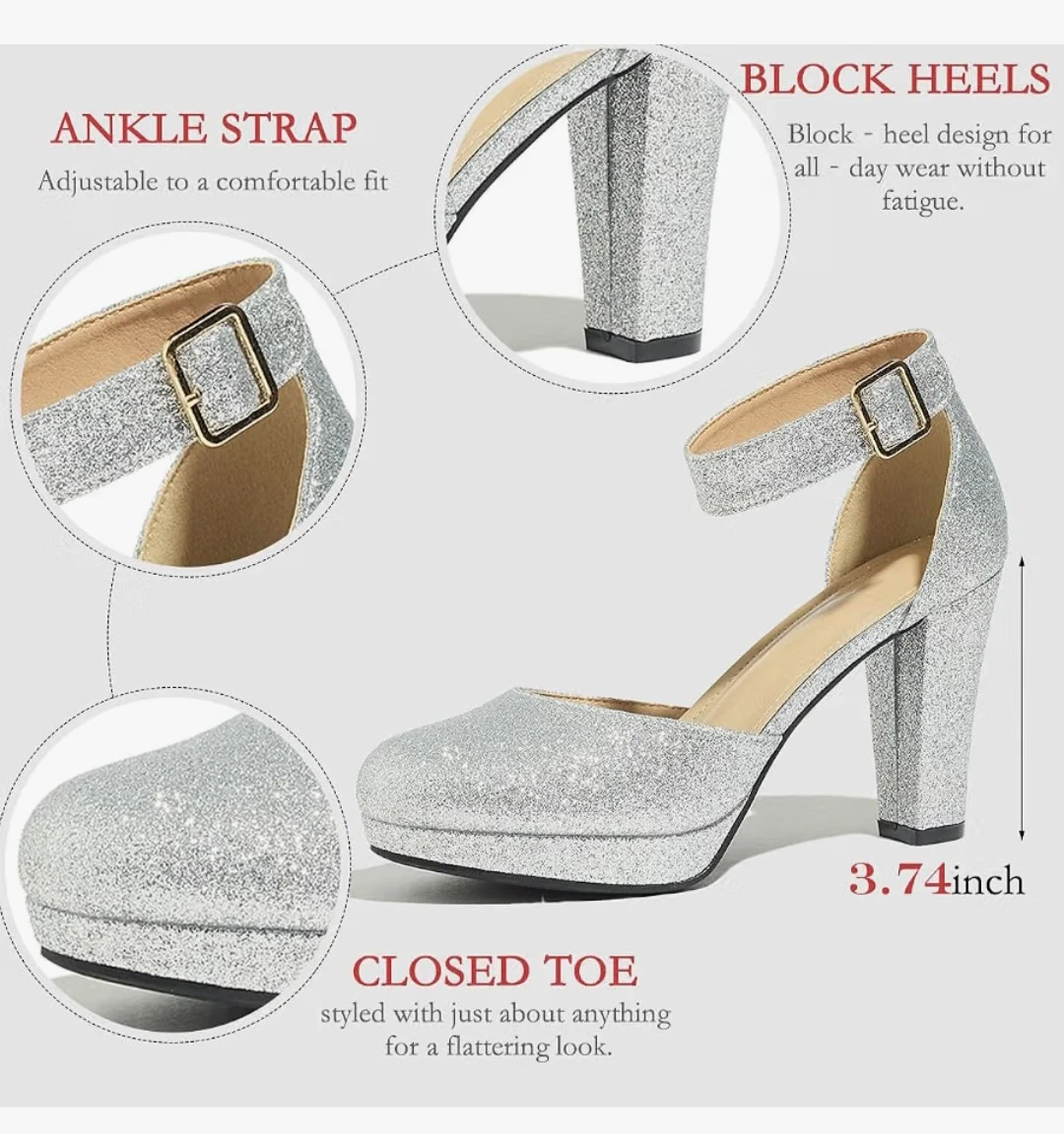 Silver Glitter High Heels – New - photo 2