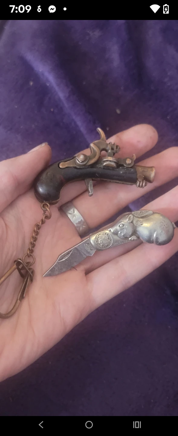 Miniature Pistol Keychain and Novelty Pocket Knife