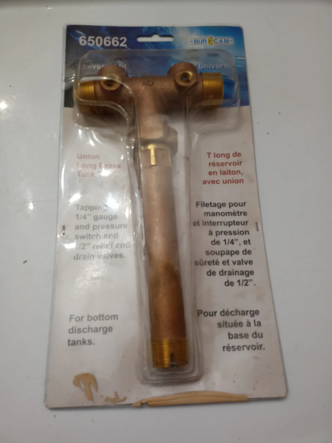 Burcam Brass T With Union - Universal Fit - #650662 - New!