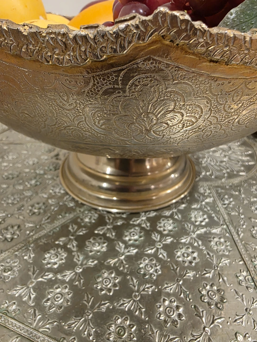 Vintage Ornate Decorative Metal Fruit Bowl - photo 4