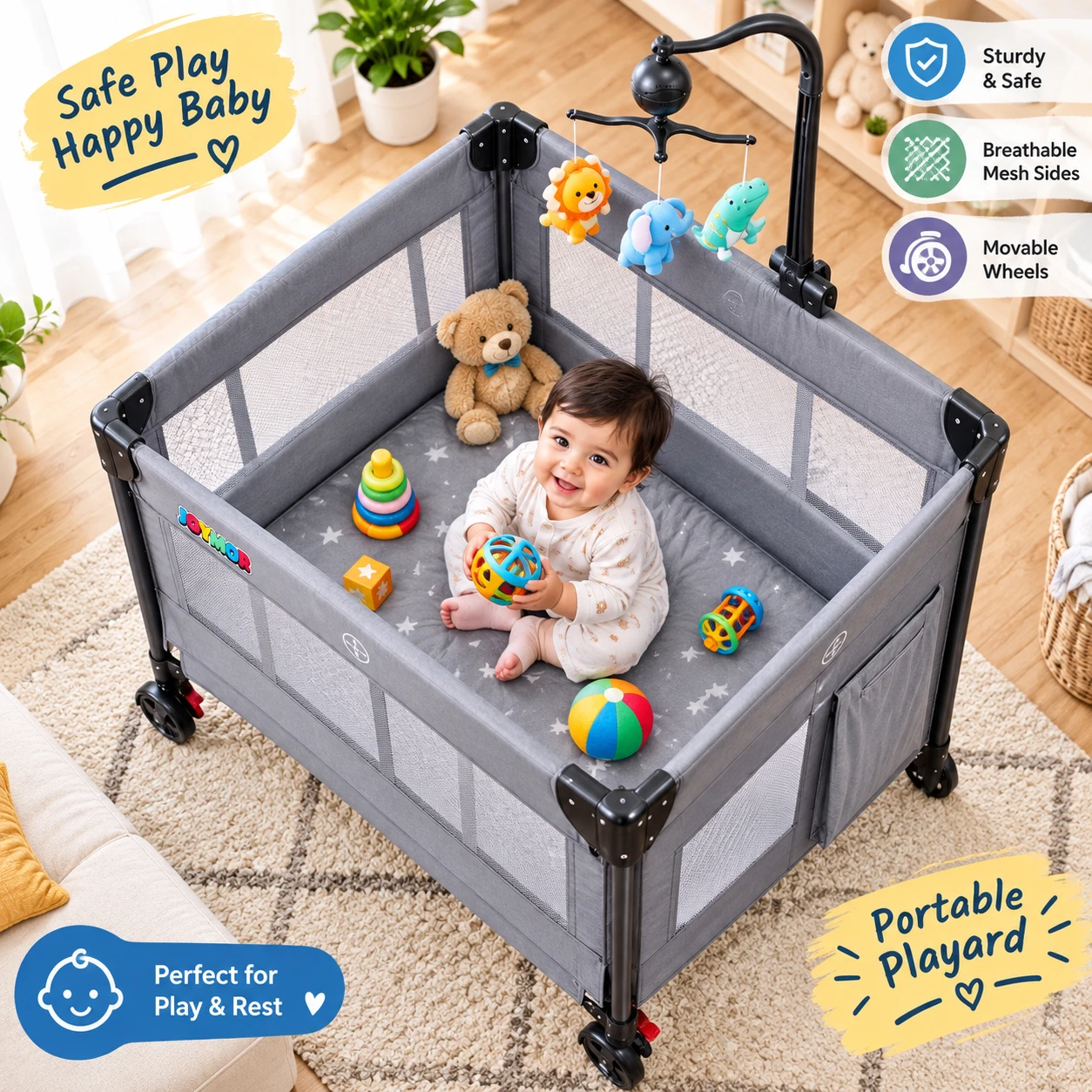 New<> Joymor Portable Baby Playard