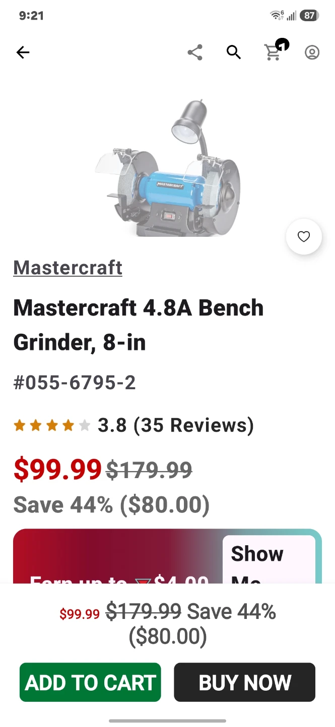 Mastercraft 6" Bench Grinder with Work Centre Stand - photo 4