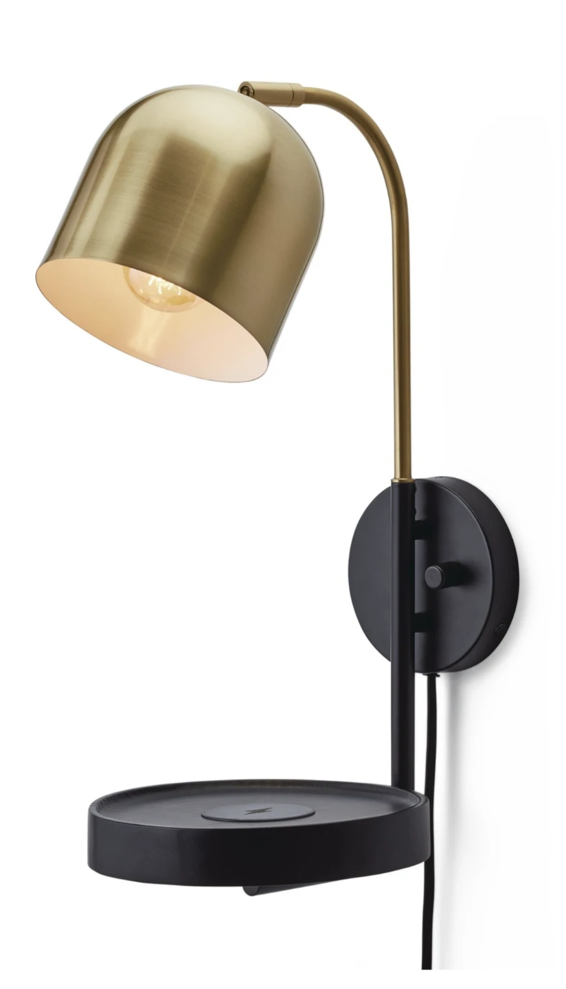 Wall Sconce with Wireless Charging Shelf