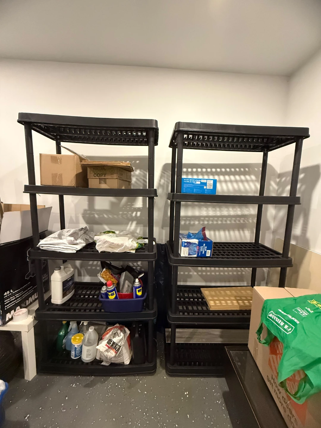 Two 5-Tier Black Plastic Storage Shelving Units - photo 4