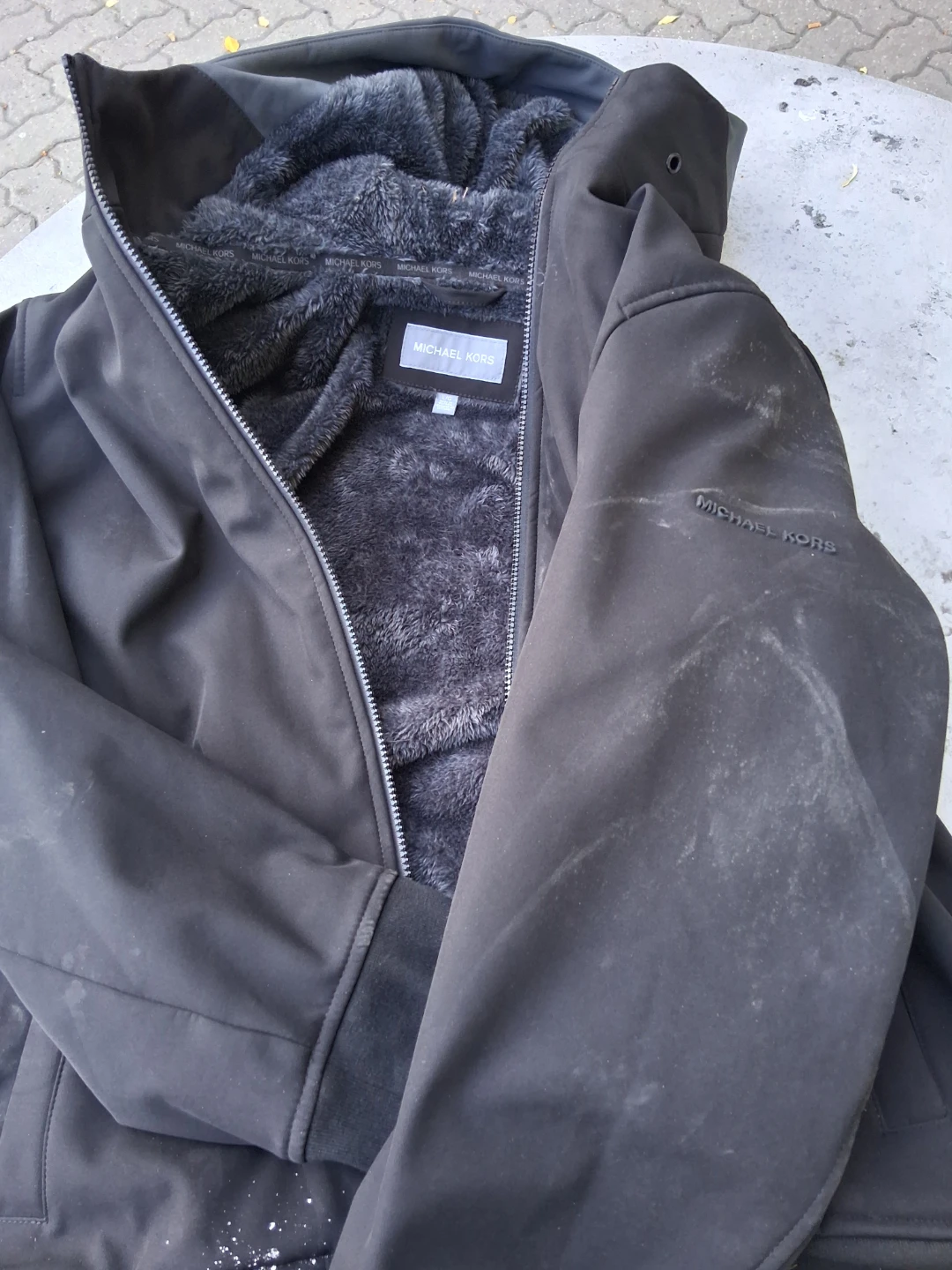 Mens Michael Kors Black Faux Fur Lined Jacket