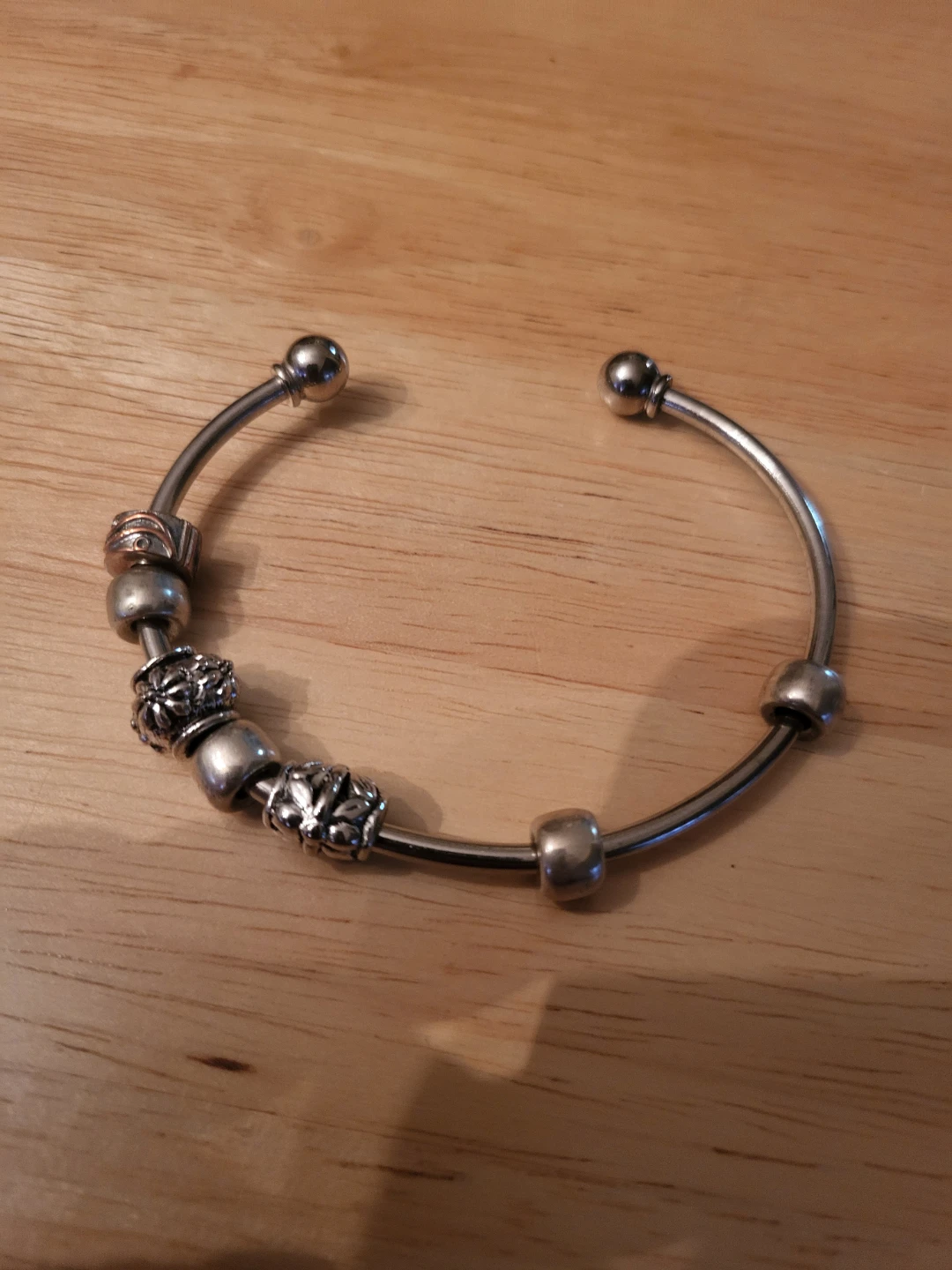 Pandora Style Bangle Bracelet with Charms