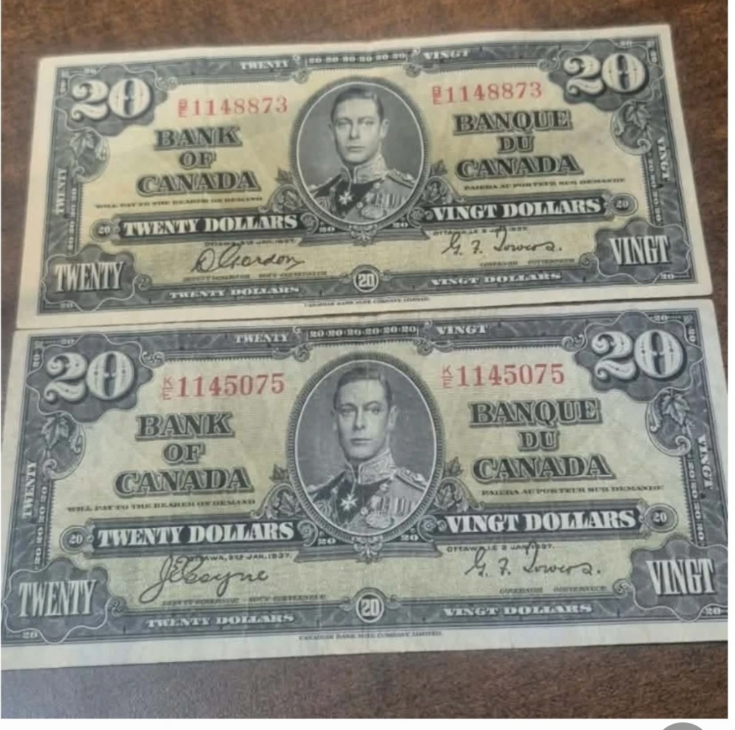 1937 Canadian Twenty Dollar Bills
