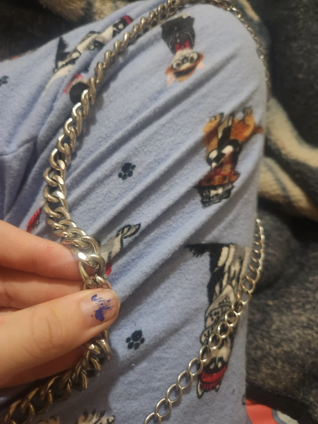 Silver-tone metal chain strap