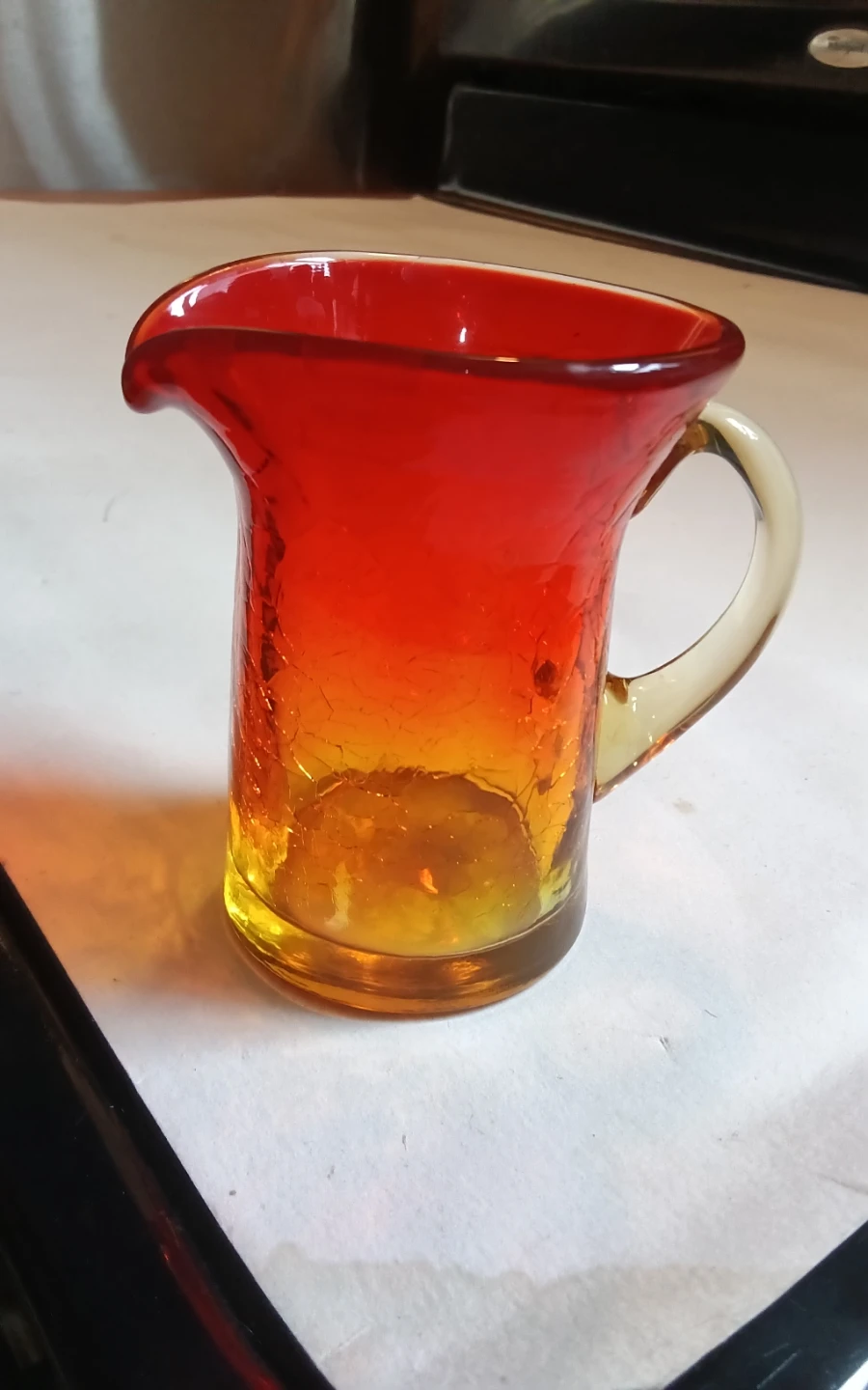 Vintage Kanawha Amberina Crackle Glass Mini Pitcher - photo 3