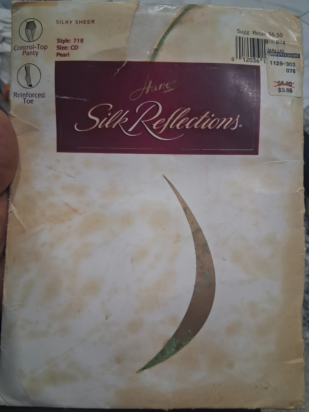 Hanes Silk Reflections Silky Sheer Stockings Pearl Size CD