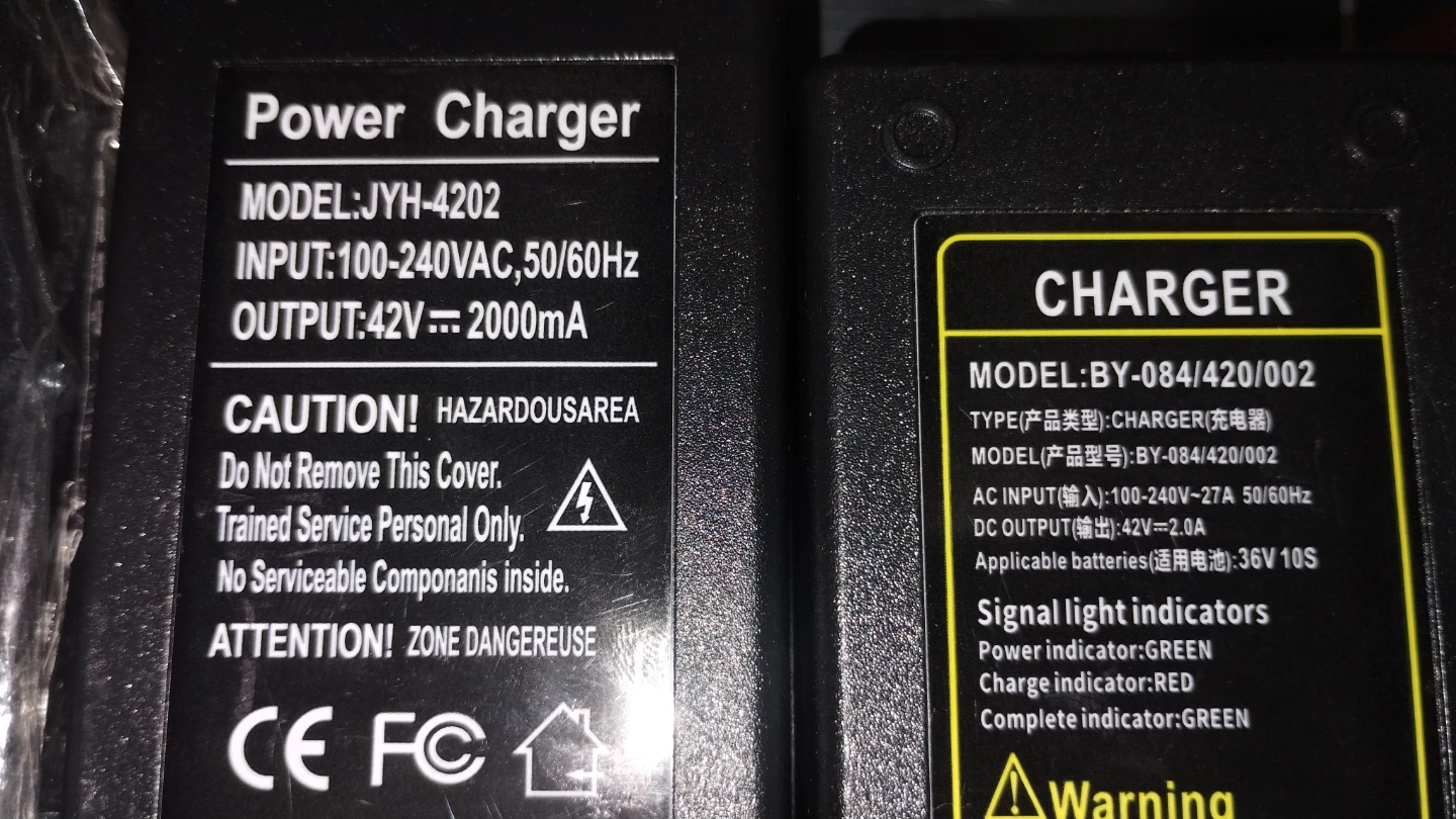Li-ion Power Chargers 42V, 24V,21V and 12V for e bikes
