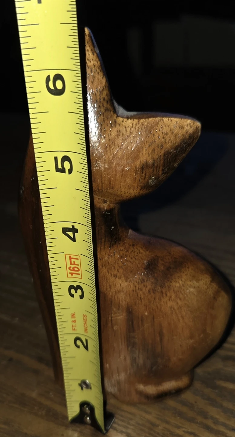 Vintage Hand-Carved Wooden Cat Figurine - photo 4