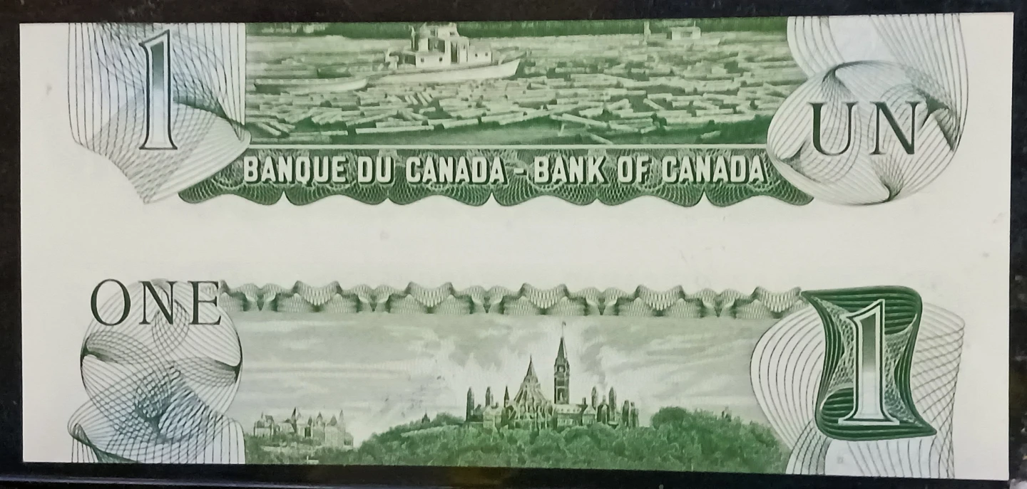 1973 Canada 1$ Error Note out of register 50% 2 notes) - photo 2