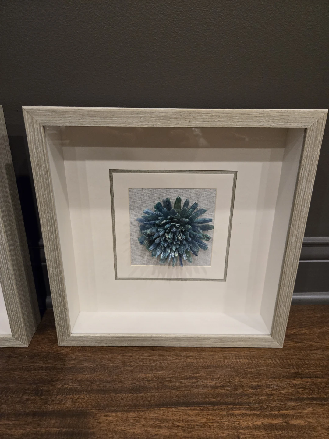 Set of Two Framed Blue Crystal Flower Art - photo 3