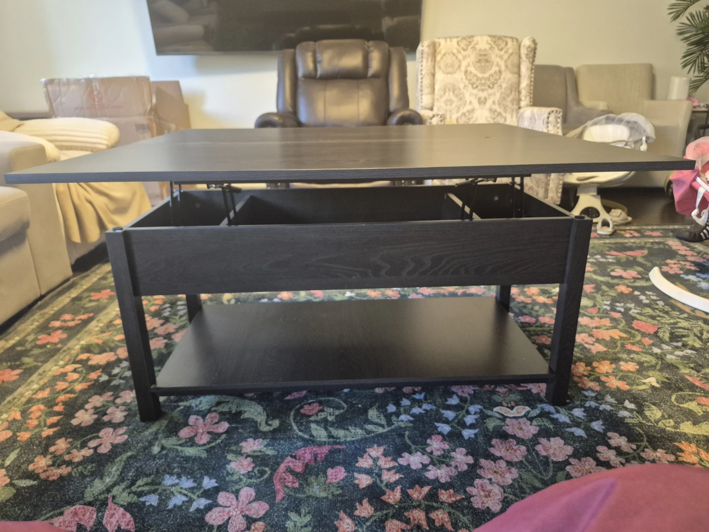 Dark Wood Lift-Top Coffee Table - photo 4