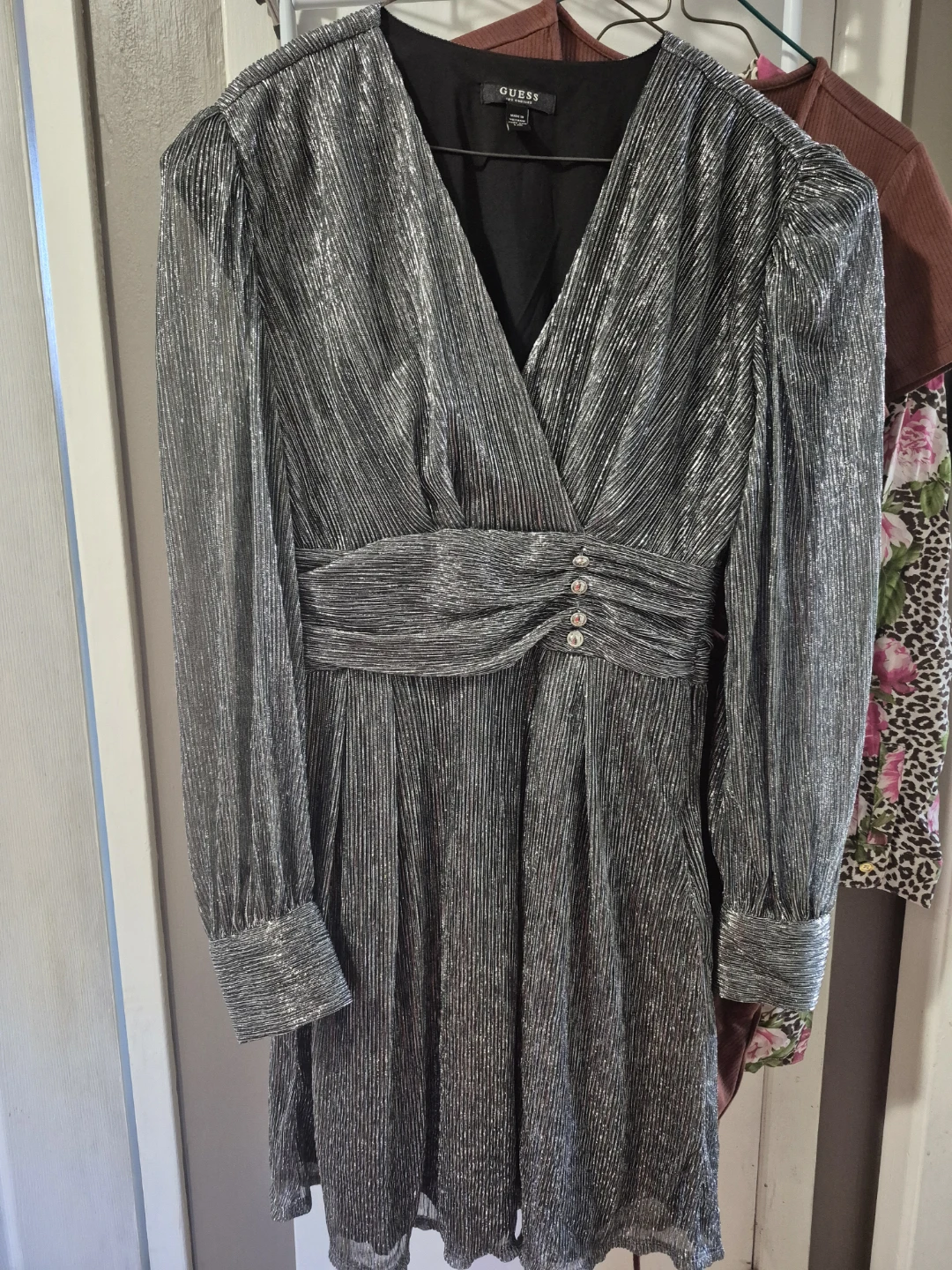 GUESS Silver Metallic Long Sleeve Dress - photo 4
