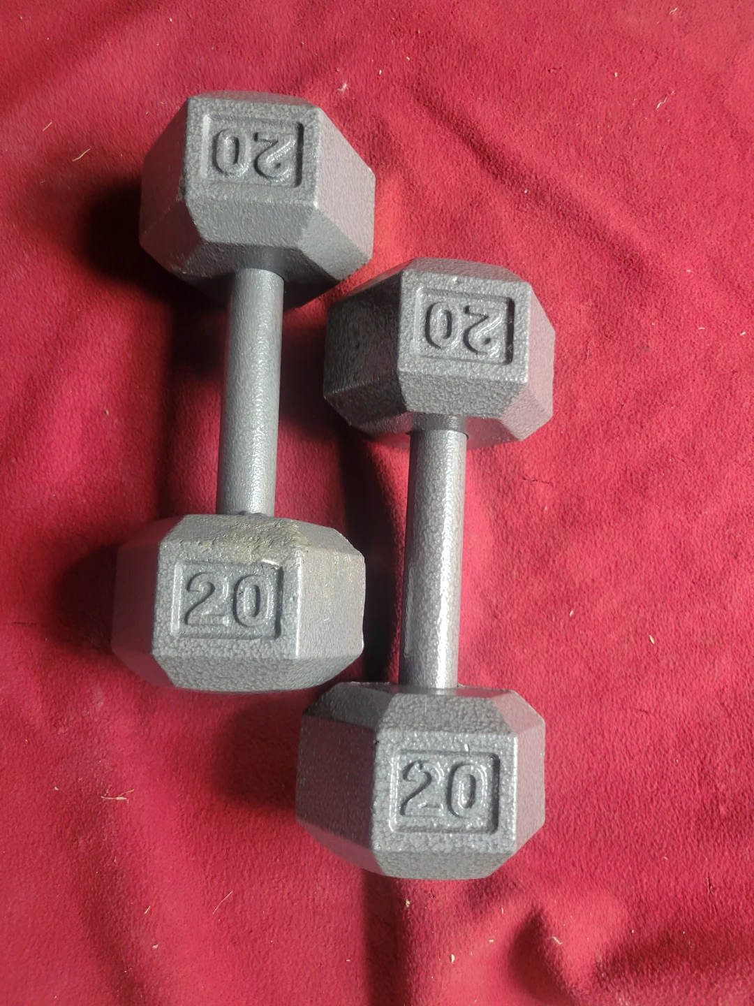 SETS OF 20LB  HEXHEAD DUMBBELLS TOTAL 40LBs