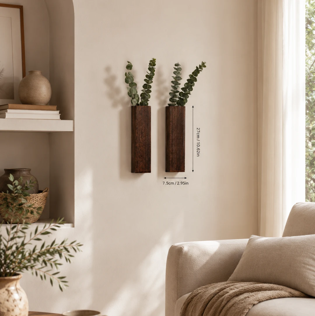 Natural Wooden Wall Mounted Flower Pot