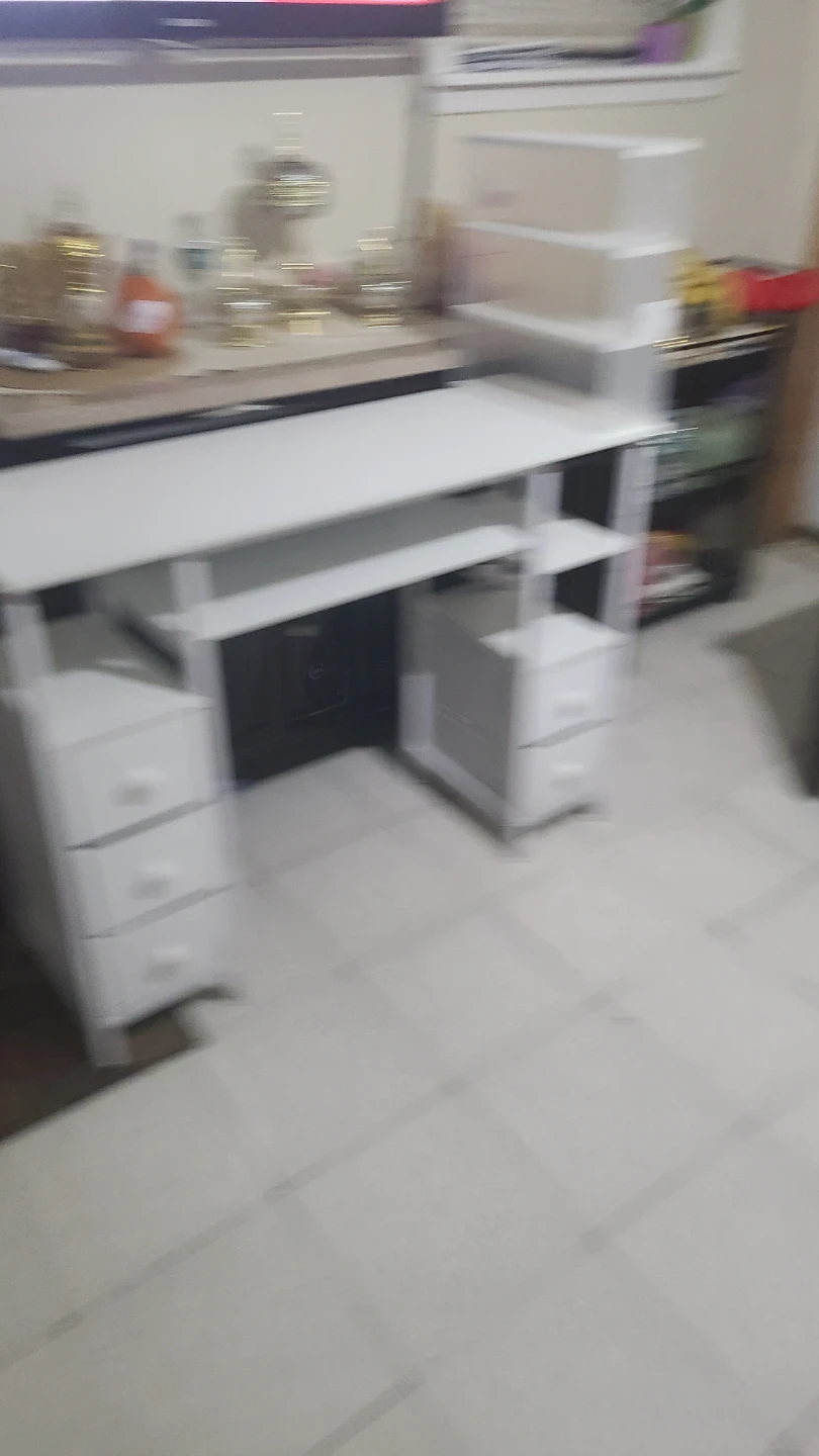 White Computer Desk with Shelving and Drawers - photo 2