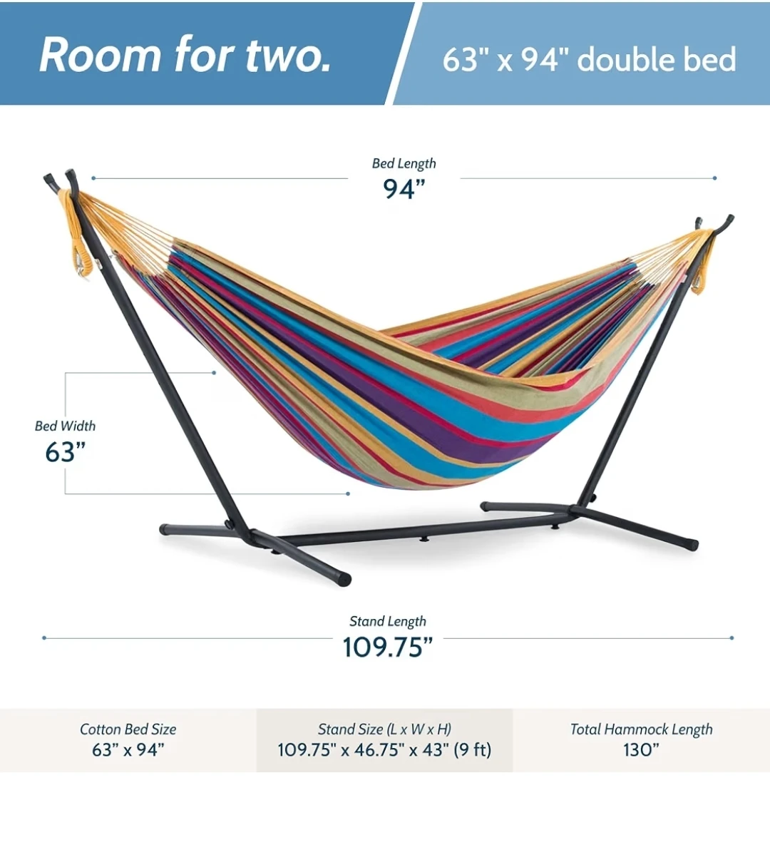 Vivere Double Cotton Hammock with Stand - photo 2