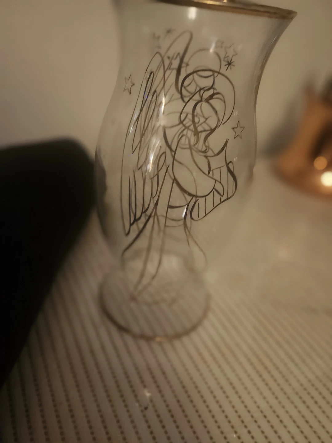 Vintage Glass hurricane shade with Gold Angel Motif - photo 2