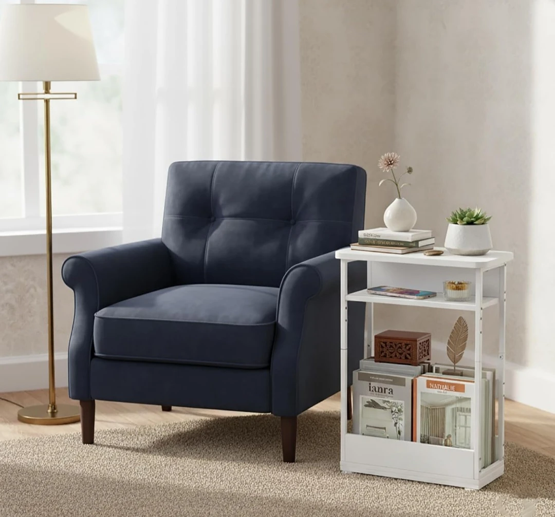 Slim White Side Table with Shelves - photo 4