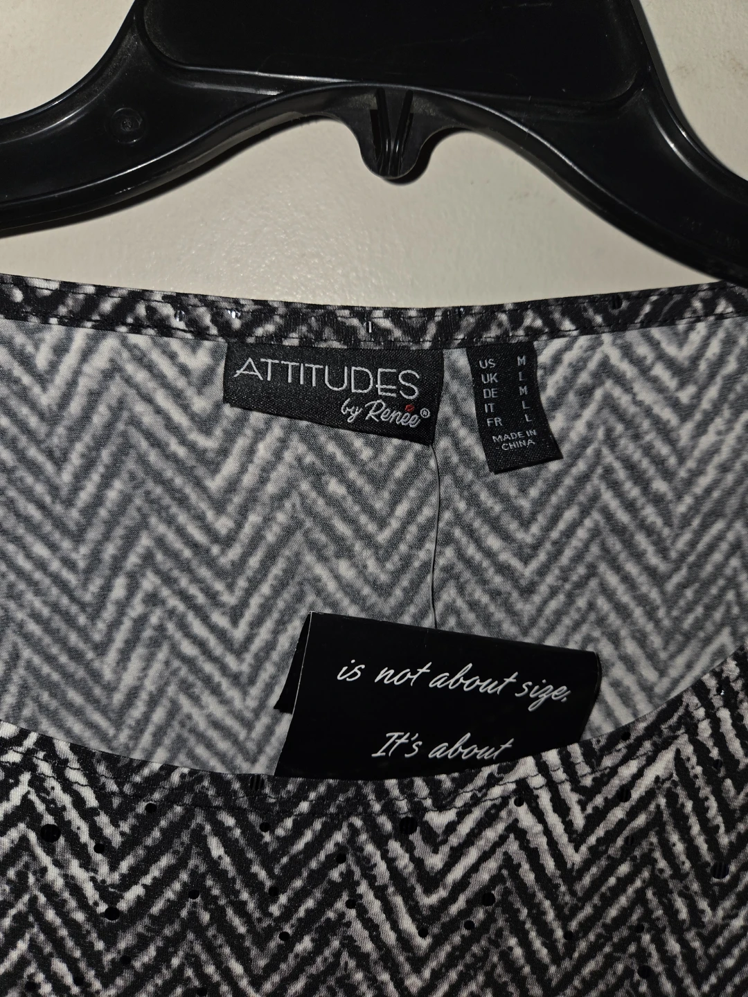 Attitudes By Renee Zig Zag B&W Long-Sleeved Top in a Ladies M - photo 3