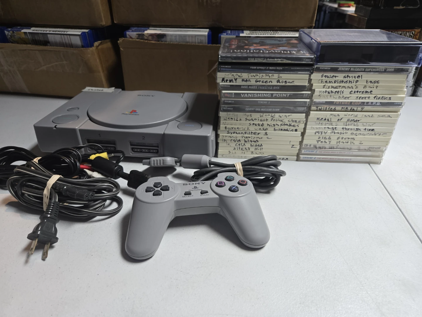 Chipped Sony PlayStation 1 Console Bundle with Burnt Games
