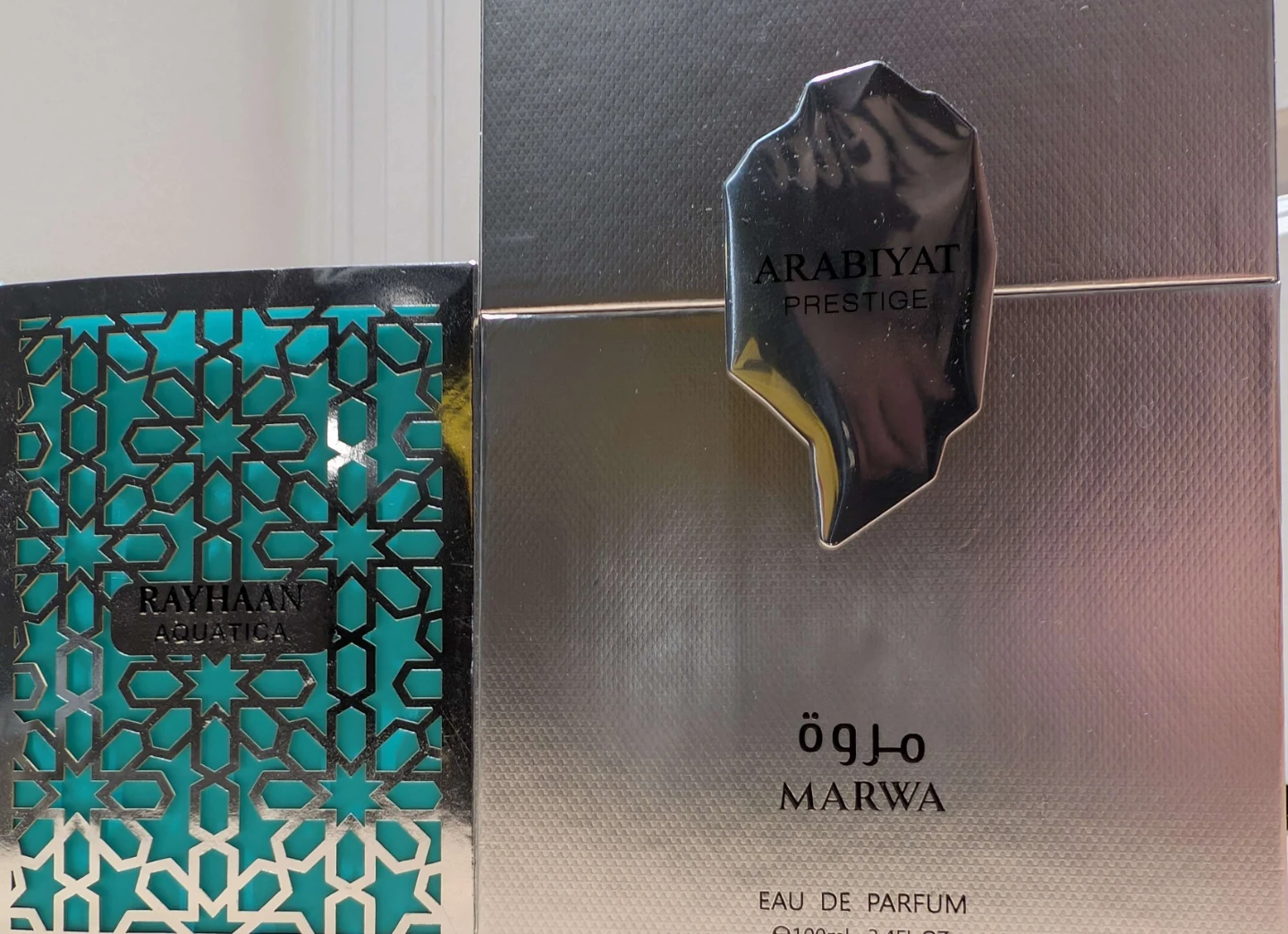 Rayhaan Aquatica (98mL) + Marwa Arabiyat Prestige(70mL) + Decant