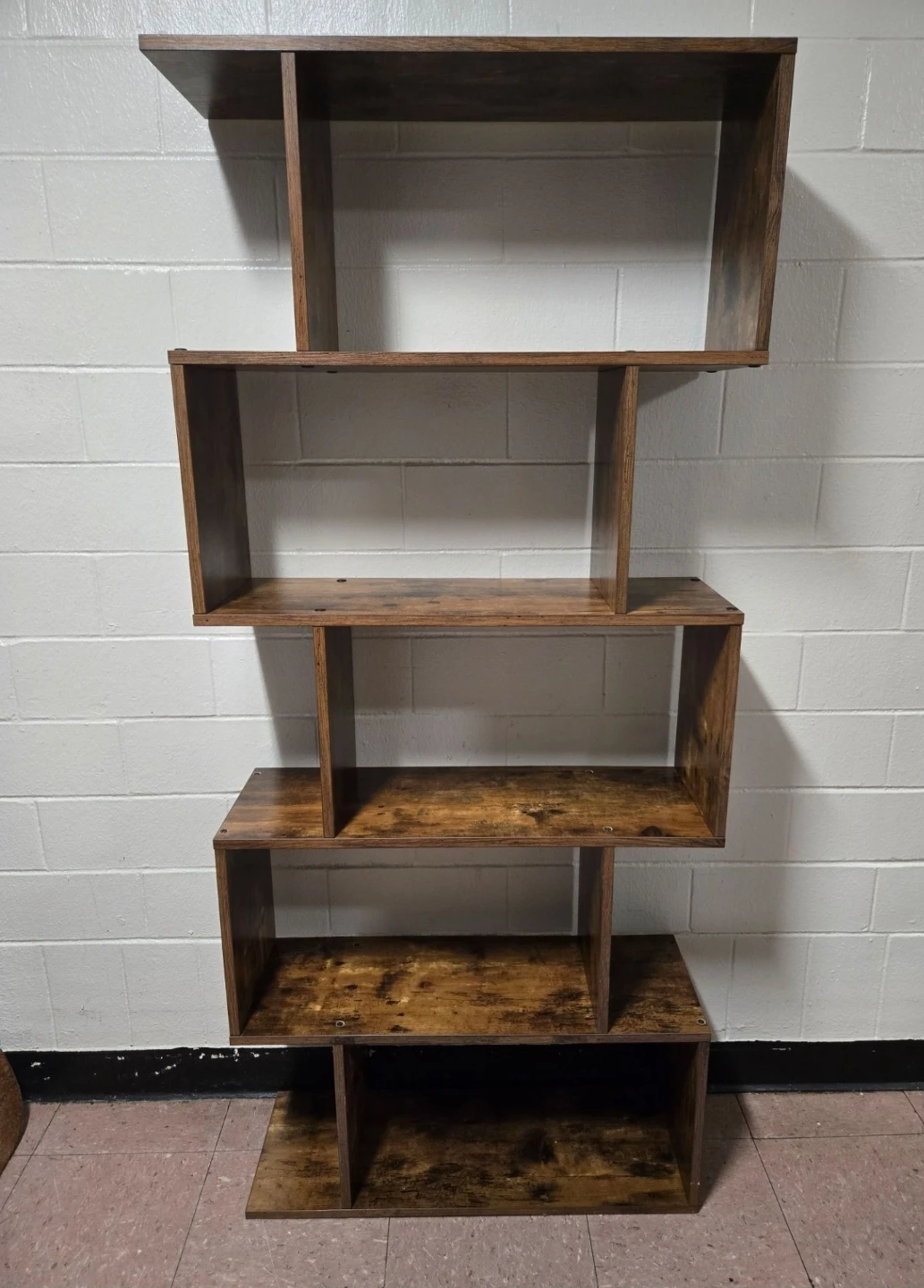 Rustic Geometric S-Shape 5-Tier Bookshelf Display Tower - CASH