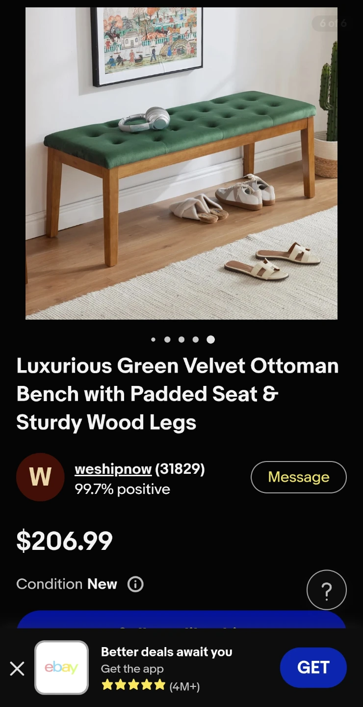 MILCIL Upholstered Bed Bench - Green Velvet